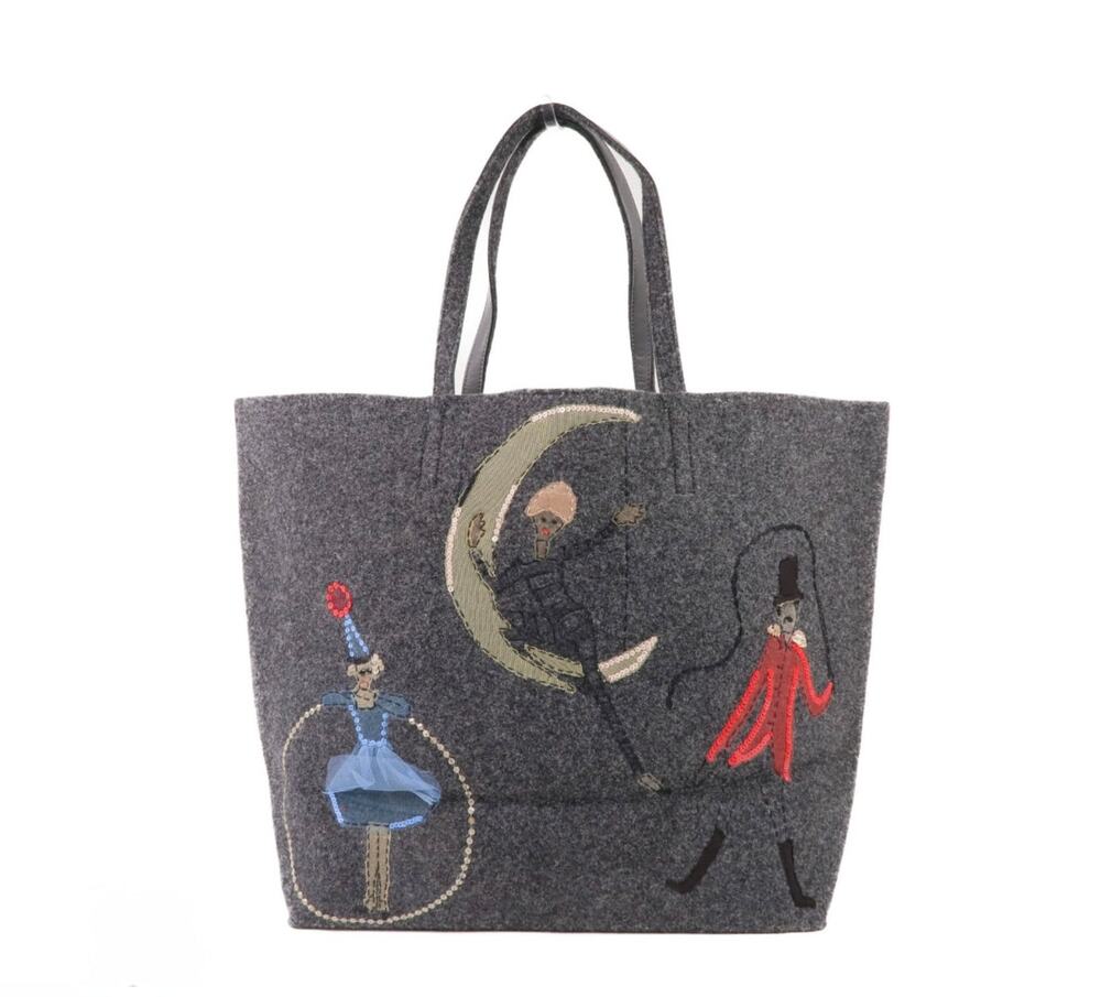 7298 - Valentino Embroidered Circus Felt Tote Bag Handmade